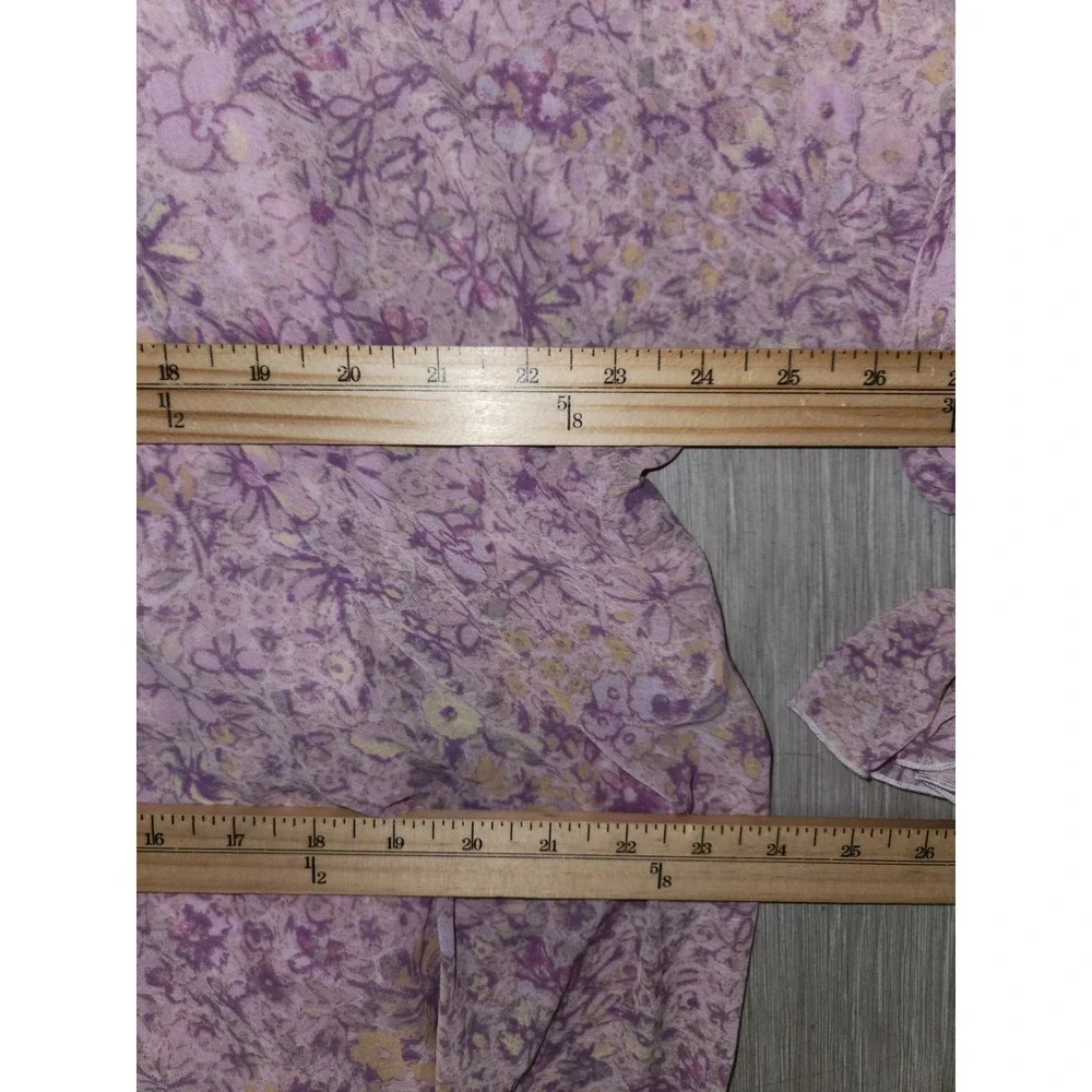 Free People Lavender Floral Tiered Boho Maxi Dress Long Sleeve Ruffle Neck XS - Picture 11 of 12